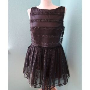 Bebe Dress Black Sequin‎ Mesh Party Whimsigoth Lace Size 8 NWT